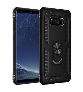 Galaxy S8 Plus Kılıf Zore Vega Yüzüklü Standlı Zırh Kılıf (Siyah)