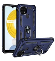 Realme C21 Kılıf Yüzüklü Standlı Manyetikli Armor Zırh (Mavi)