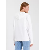 Kadın Kapşonlu  Oversize Fit El Yazılı Brooklyn Baskılı İnce Sweatshirt SPR23SWk361 (Ekru)