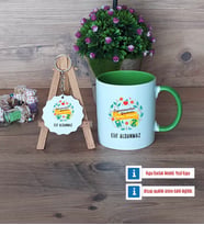 Öğretmenler Günü Hediyesi Kupa Bardak Kırmızı ve Ahşap Anahtarlık Hediye (Model 13)