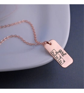 Kişiye Özel 925 Ayar Gümüş Girl Power Kolye (Rose)