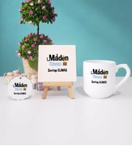 Maden Mühendisi Kupa Bardak Lacivert Dekoratif Taş Baskı Anahtarlık (Model 8)