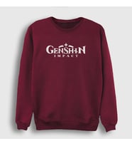 Presmono Unisex Beyaz Logo Oyun Genshin Impact Sweatshirt 360742tt (Bordo)