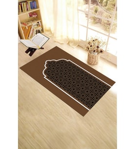 EVDEYA Dijital Baskılı Yıkanabilir Silinebilir Şık Namazlık Seccade 70x130 cm, SECCADE-8-GRİ, (Kahverengi)