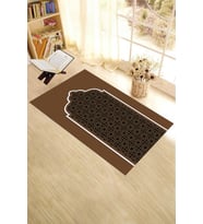 EVDEYA Dijital Baskılı Yıkanabilir Silinebilir Şık Namazlık Seccade 70x130 cm, SECCADE-8-GRİ, (Kahverengi)