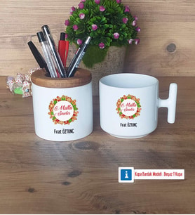 Yılbaşı Hediyesi Kalemlik, Kupa Bardak T Kişiye Özel Hediye (Model 1)