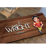 BK Gift Kişiye Özel Erkek Amerikan Futbolcu Karikatürlü Kabartma Figürlü Ahşap Tablo, Duvar Dekoru, Arkadaşa Hediye, Özel Tasarım Ev Hediyesi-5 (Ceviz)