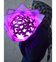 Led Işıklı Mor Kelebek Buketi Sevgiliye Hediye Mor Çiçek Buketi (Mor)