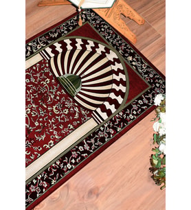 EVDEYA Dijital Baskılı Yıkanabilir Camii Motifli Hediyelik Namazlık Seccade 70x130cm, Seccade-34-gri, (Kırmızı)