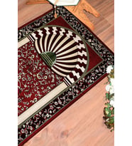 EVDEYA Dijital Baskılı Yıkanabilir Camii Motifli Hediyelik Namazlık Seccade 70x130cm, Seccade-34-gri, (Kırmızı)