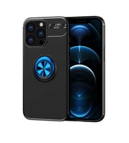 Apple iPhone 13 Pro Max Kılıf Zore Ravel Yüzüklü Silikon Kılıf (Siyah-Mavi)