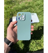 İphone 15 Pro Max Uyumlu Parlak Premium Renkli Cam Telefon Kılıfı (Koyu Yeşil)