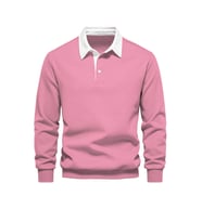 Ghassy Co. Erkek Retro Renk Bloklu Pamuklu Gömlek Yaka Sweatshirt (Pembe)