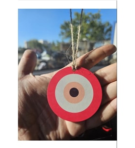 hebmeyy Ahşap Nazar Boncuğu Araba Içi Dikiz Ayna Süsü Hediyelik Eşya Oto Aksesuar (Pembe)
