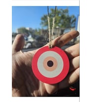 hebmeyy Ahşap Nazar Boncuğu Araba Içi Dikiz Ayna Süsü Hediyelik Eşya Oto Aksesuar (Pembe)