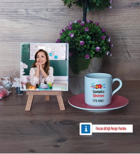İspanyolca Öğretmeni Fotoğraflı Dekoratif Taş, Ahşap Altlıklı Türk Kahvesi Fincanı HediyeÖğretmenler Günü Hediyesi (Model 6)
