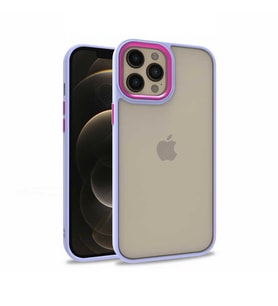 Apple iPhone 12 Pro Max Kılıf Case, Kamera Lens Korumalı Elektroplatin Kaplama Sert PC Koruyucu Colourful Platinum Serisi (Lila)