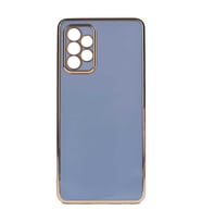 Samsung Galaxy A72 Kılıf Kenarları Gold Kamera Korumalı Renkli Pastel Silikon Açık Yeşil BARK (Açık Mavi)
