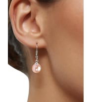 925 Ayar Gümüş Kancalı Yuvarlak Tahiti İnci Küpe (Pembe)