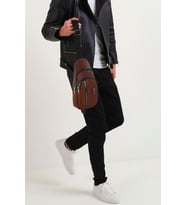 Bagorama SUOMY Unisex Deri Bodybag Sırt, Omuz, Çapraz Askılı Çanta (Taba)
