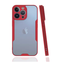 Apple iPhone 13 Pro Kılıf Kamera Korumalı Arkası Şeffaf Silikon (Kırmızı)