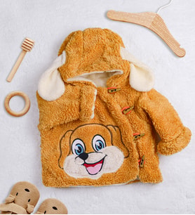 Sevimli  Figürlü Peluş Bebek Ceketi (Kahverengi Açık)