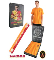 Galatasaray Orijinal Lisanslı Match Day T-Shirt + Şal Kaşkol Set Hediyelik Ahşap Kutulu (Sarı)
