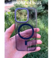 İphone 14 Plus Hybrid Magsafe Animasyonlu Sararmaz Kılıf (Mor)