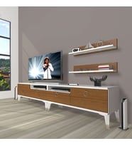 Decoraktiv Eko 220R Mdf Gold Tv Ünitesi Tv Sehpası (Beyaz - Ceviz)