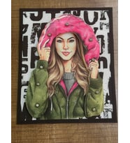 24X20 CM KABARTMA PAYETLİ BONCUK İŞLEME CAM TAŞ İŞLEME ARMA DİKİŞ AKSESUARI (Pembe)