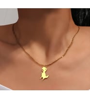 gümüş dinazor unisex kolye (Gold)