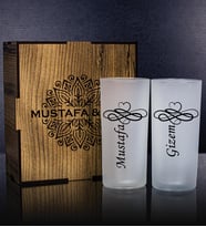 eJOYA Kişiye Özel Kutusunda 2'li Rakı Bardağı Hediye Seti 107173 (Mavi)