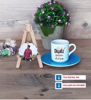 Diyaliz Teknikeri Türk Kahvesi Fincanı Ahşap Altlıklı ve Fotoğraflı Ahşap Anahtarlık Hediye Diyaliz Teknikerine Hediye (Model 5)