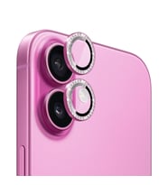 Microsonic Apple iPhone 16 Plus Tekli Diamond Taşlı Kamera Koruma Camı Yeşil (Pembe)