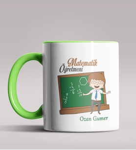 Kişiye Özel Matematik Öğretmeni Tasarımlı Siyah Renk Kupa 9 (Yeşil)