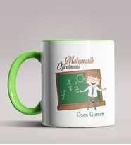 Kişiye Özel Matematik Öğretmeni Tasarımlı Siyah Renk Kupa 9 (Yeşil)