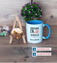 Sevgiliye Hediye Kupa Bardak Beyaz ve Fotoğraflı Ahşap Anahtarlık Hediye (Model 4)