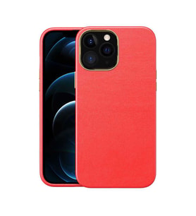 Uyumlu Model Apple iPhone 13 Pro Kılıf Deri Natura Kapak (Kırmızı)