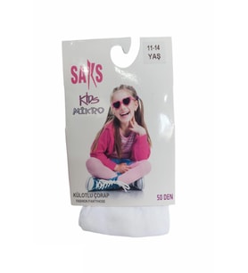Saks Mikro 50 Kız Çocuk Külotlu Çorap (Beyaz)