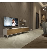 Decoraktiv Eko 4 Mdf Std Gold Tv Ünitesi Tv Sehpası - Parlak Beyaz (Beyaz - Pera)