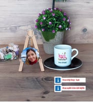Rusça Öğretmeni Türk Kahvesi Fincanı Ahşap Altlıklı ve Fotoğraflı Ahşap Anahtarlık Hediye (Model 7)