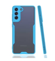 Galaxy S21 FE Kılıf Parfe Kenarları Pastel Renk Silikon Kılıf (Mavi)