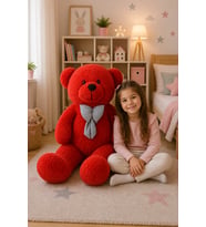 125 cm Papyonlu Şaşkın Pelüş Ayıcık (Kırmızı)