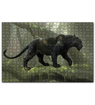 Cakapuzzle Orman Ve Kara Panter Görseli  Puzzle Yapboz MDF (Ahşap) (500 Parça)