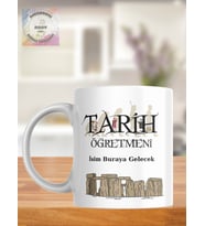 Tarih Öğretmeni Öğretmenler Günü Kişiye Özel Kupa Bardak (Beyaz)