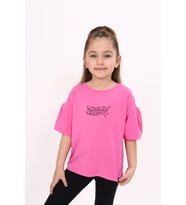 Toontoy Kız Çocuk Baskılı Tişört (Koyu Mor)
