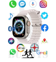 Samsung Galaxy M40 Uyumlu Akıllı Saat Watch 8 Ultra 49MM AMOLED EKRAN (Beyaz)