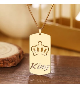 Kişiye Özel 925 Ayar Gümüş King Kolye (Gold)