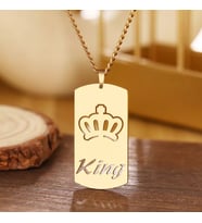 Kişiye Özel 925 Ayar Gümüş King Kolye (Gold)
