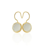 Kadir Jewellery 22 Ayar Altın Kaplama Kadın Taşlı Küpe -El İşçiliği Ve Hipoalerjenik Küpe -E01 (Beyaz)
